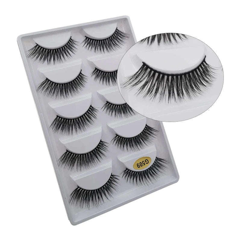 5 Pairs Mink EyeLashes 3D False Lashes Winged Thick Makeup Eye Lash Dramatic Lashes Natural Volume Soft Fake Eye Lashes G800