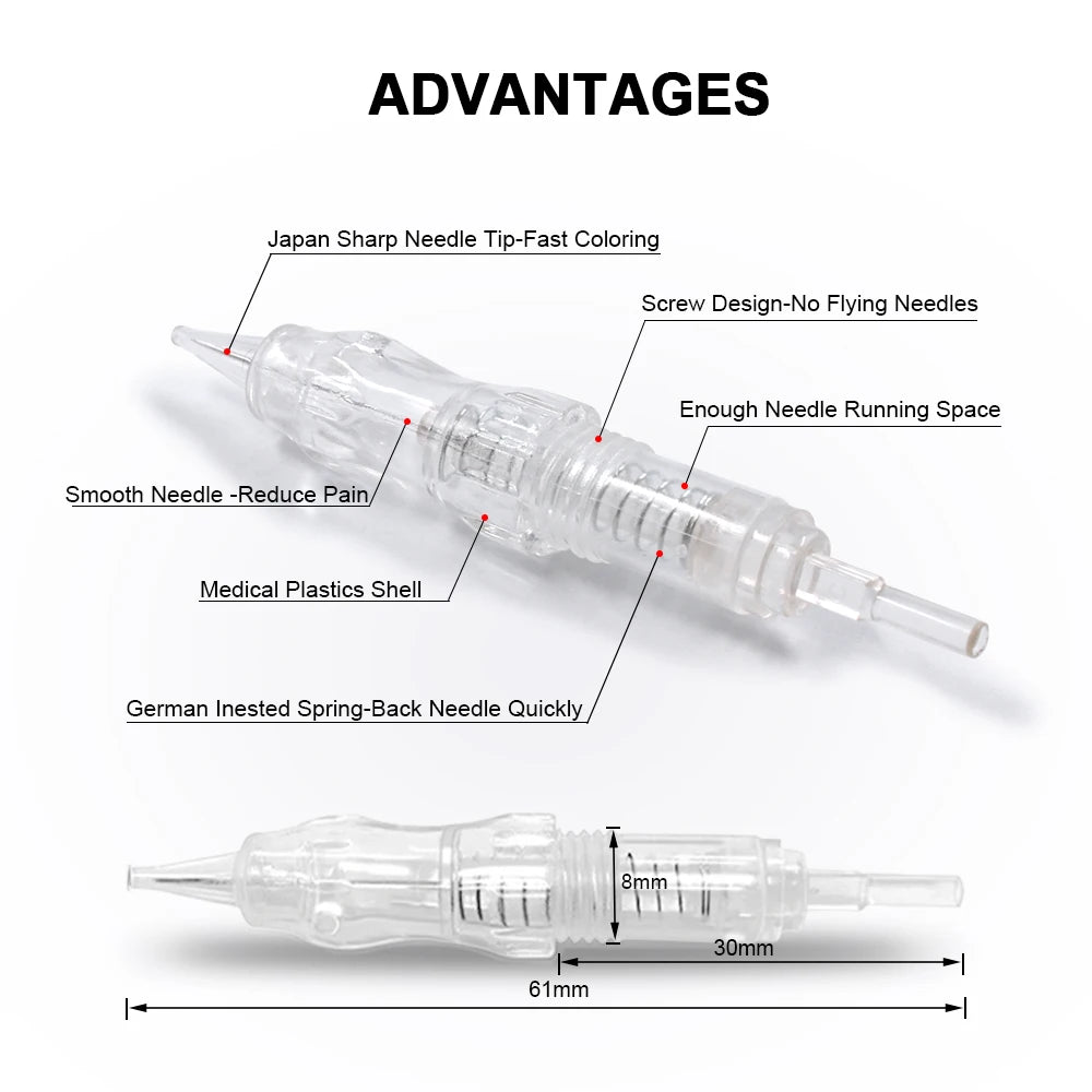 100pcs BMX Permanent Makeup Cartridges Biomaser Tattoo Needles For Eyebrow Lip Hair Stroke Makeup Pen Tattoo Machine Tools