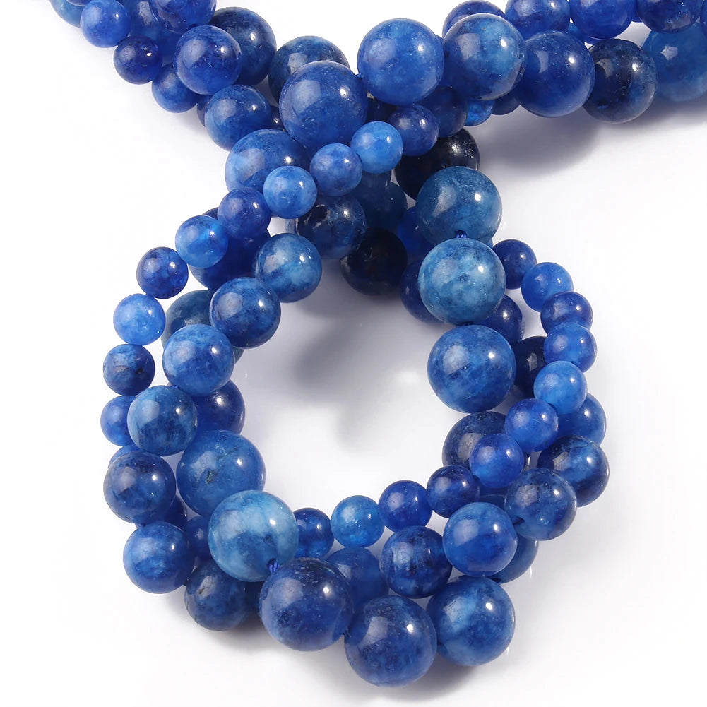 6/8/10mm Blue Kyanite Jades Stone Beads Loose Spacer Round Beads for Jewelry Making DIY Findings Bracelet Necklace 15" Strand