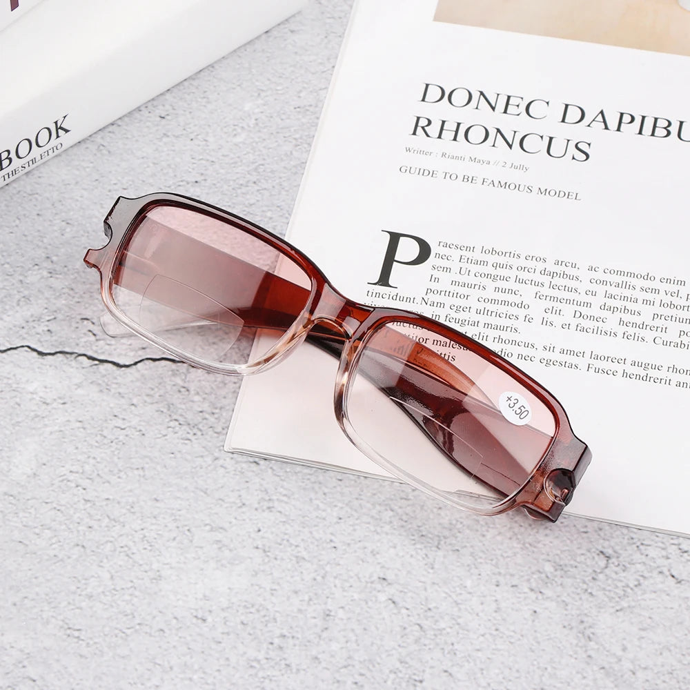 1PC Portable Near-far Dual-use Reading Glasses Sturdy Light Resin Frame Presbyopia Eyeglasses Fashion Unisex Read Eyewear