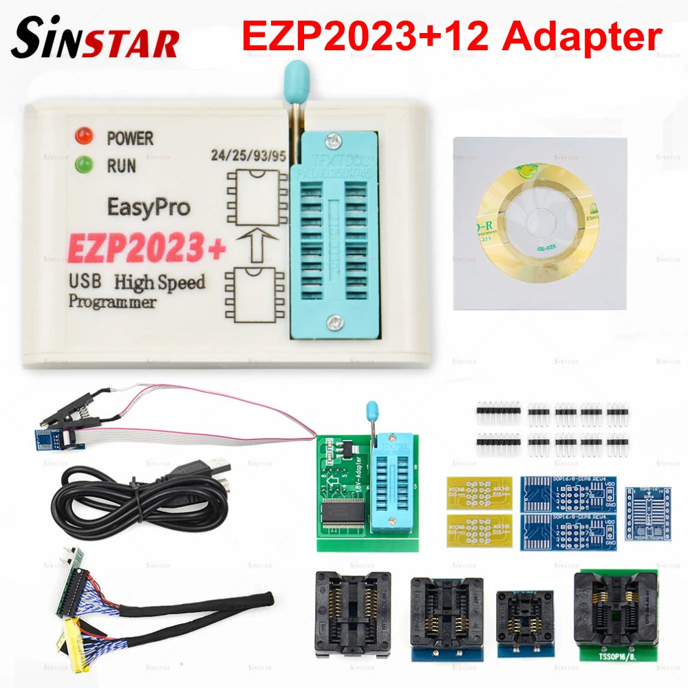 CH554T EZP2023 High-speed USB SPI Programmer Support24 25 26 93 95 EEPROM 25 Flash BIOS Chip+12socket Original