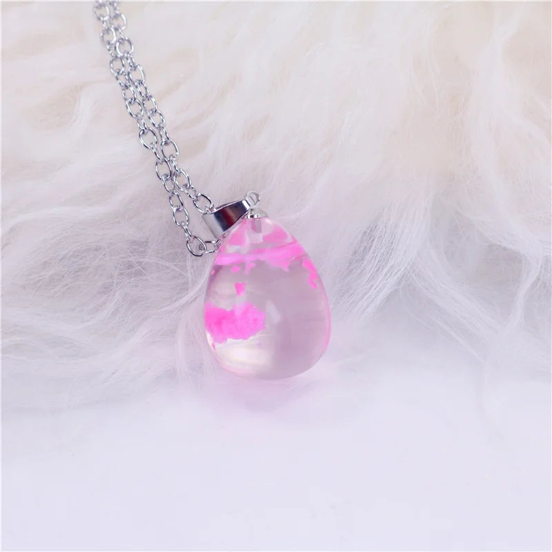 Manual Resin Ball Crescent Moon Chain Necklace Women Blue Sky White Cloud Necklace Fashion Jewelry Gift for Girlfriend Dropship