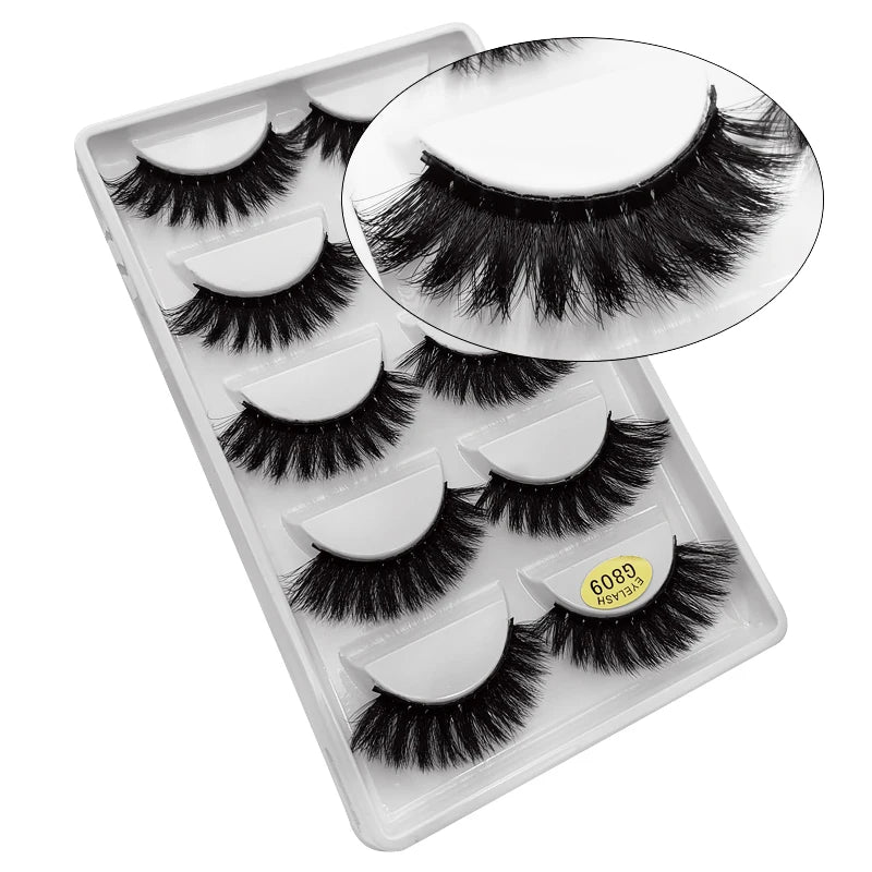 5 Pairs Mink EyeLashes 3D False Lashes Winged Thick Makeup Eye Lash Dramatic Lashes Natural Volume Soft Fake Eye Lashes G800