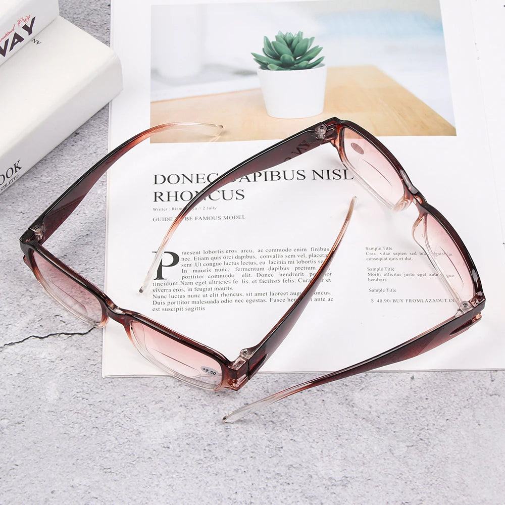 1PC Portable Near-far Dual-use Reading Glasses Sturdy Light Resin Frame Presbyopia Eyeglasses Fashion Unisex Read Eyewear