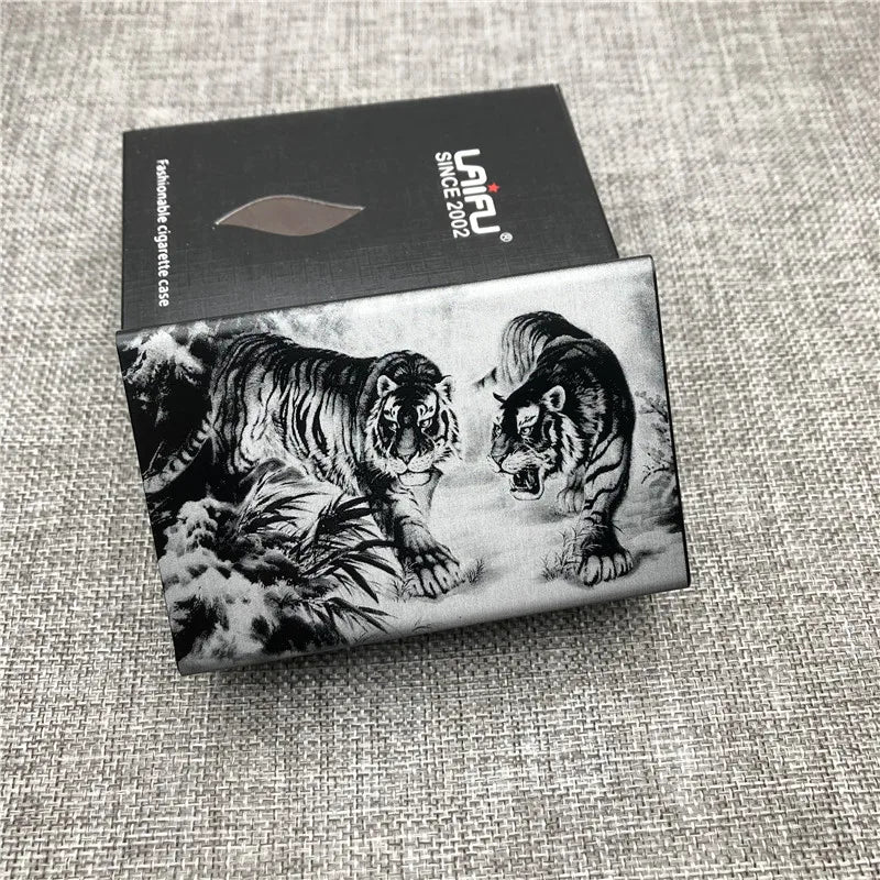 Personalized Customized Smoking Skull Cigarette Case Boxes Ultra Thin Portable Aluminium Alloy Slide Cigarette Box Smoke boxes