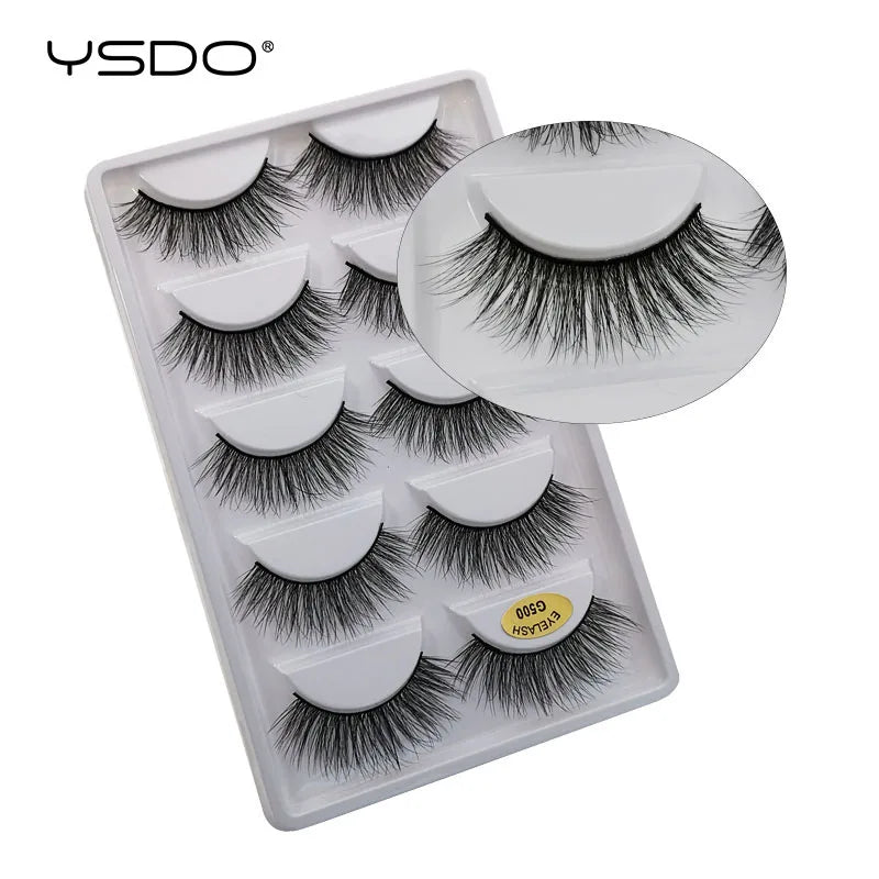 5 Pairs Mink EyeLashes 3D False Lashes Winged Thick Makeup Eye Lash Dramatic Lashes Natural Volume Soft Fake Eye Lashes G800