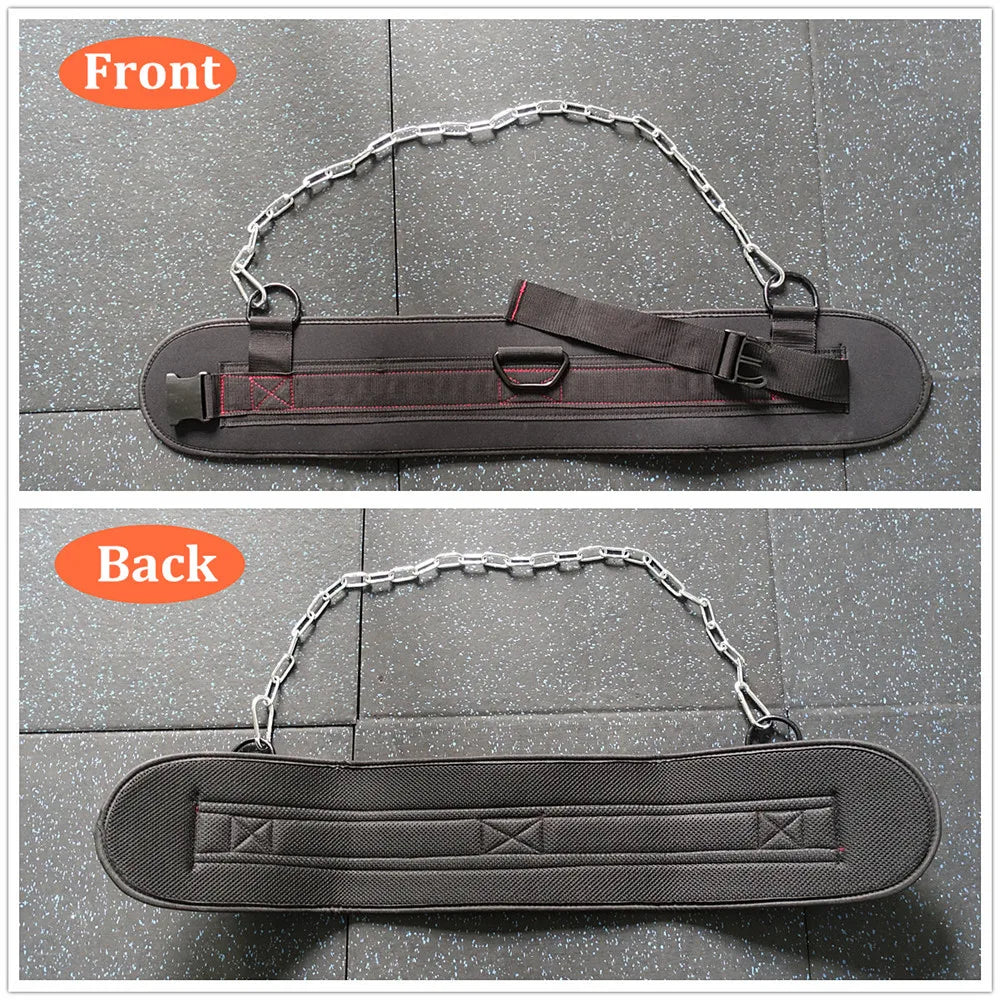 Gym Weight lifting Belt  with Chain Weights for Crossfit Kettlebell Workout Bodybuilding Pull Up Comfortable Waist Dip Belt