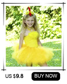 Yellow Chicken Tutu Dress Girls Kids Farm Animal Party Halloween Costume Feather Wings Children Cake Smash Photo Tulle Dress
