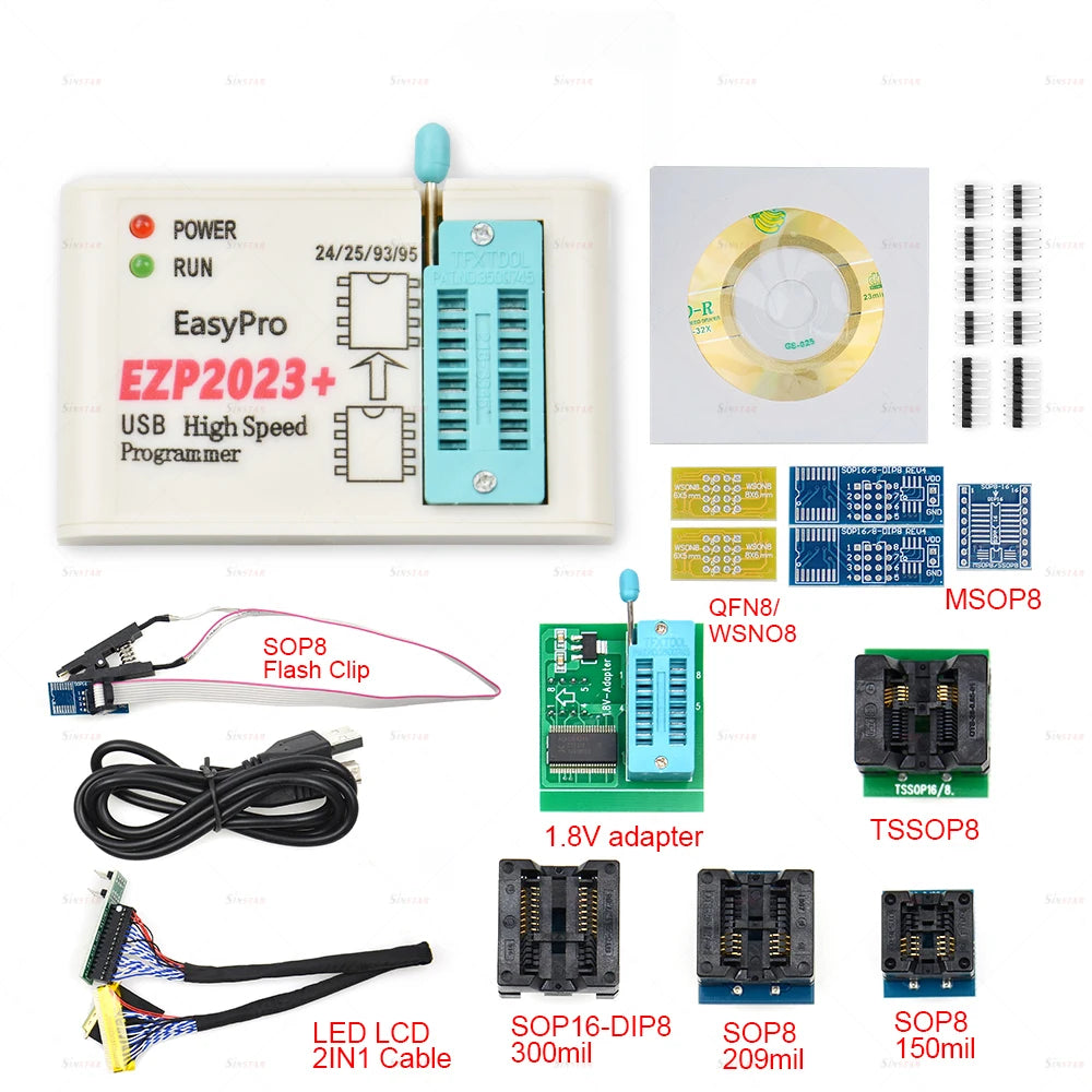 CH554T EZP2023 High-speed USB SPI Programmer Support24 25 26 93 95 EEPROM 25 Flash BIOS Chip+12socket Original
