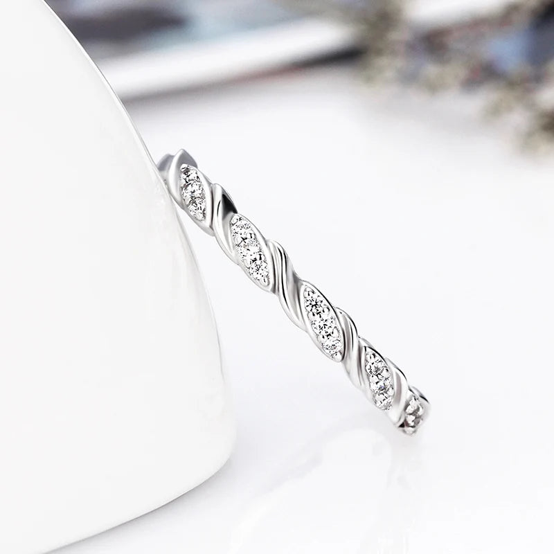 CLUCI Genuine 925 Sterling Silver Round Ring Classic Women Wedding Ring Geometric Zircon Jewelry Valentine Gift DR1033SB