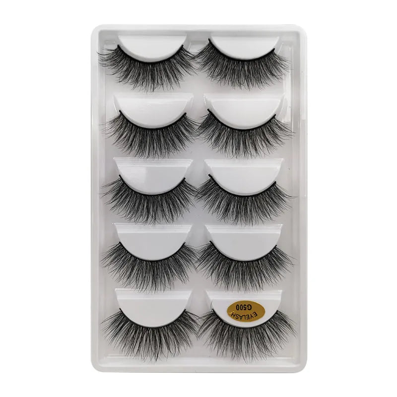 5 Pairs Mink EyeLashes 3D False Lashes Winged Thick Makeup Eye Lash Dramatic Lashes Natural Volume Soft Fake Eye Lashes G800