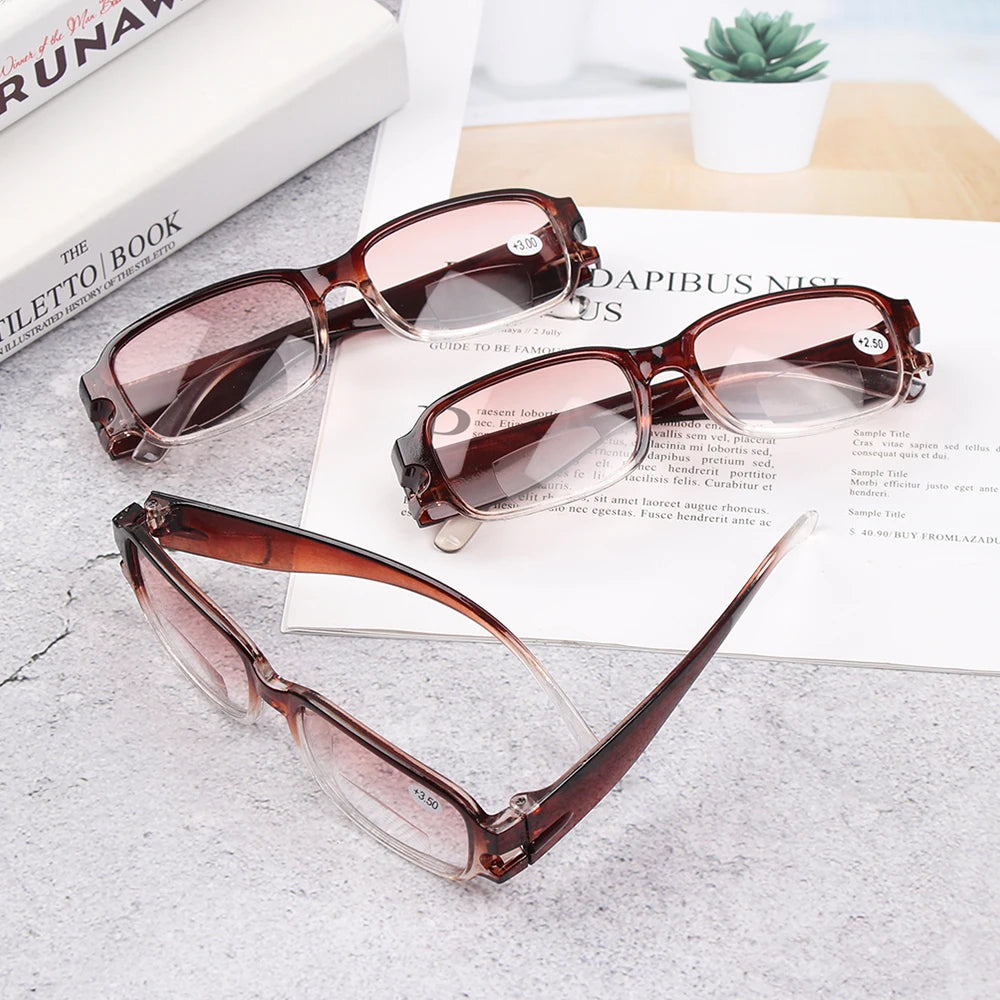 1PC Portable Near-far Dual-use Reading Glasses Sturdy Light Resin Frame Presbyopia Eyeglasses Fashion Unisex Read Eyewear