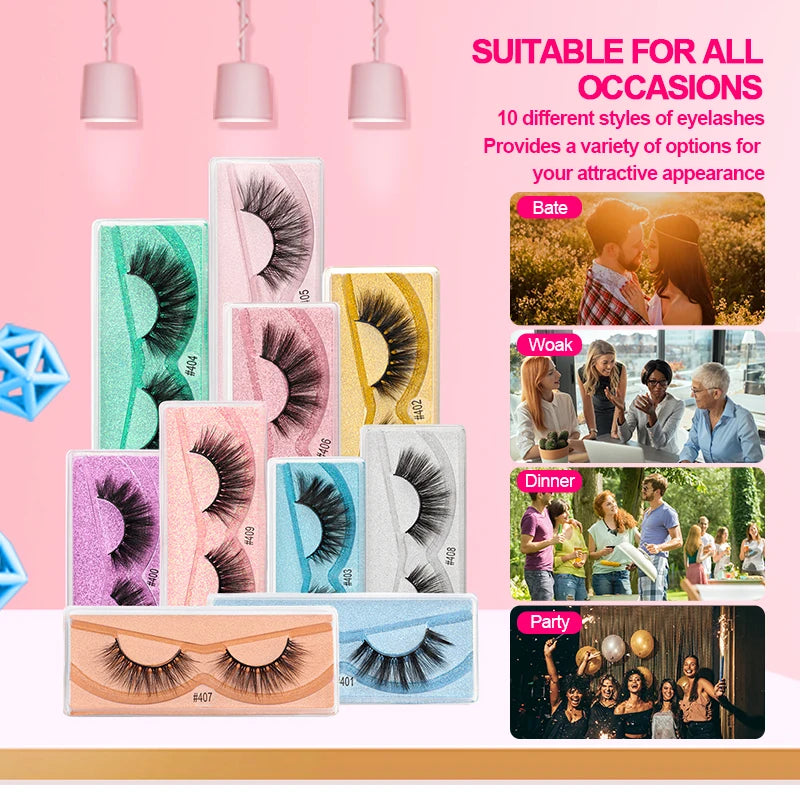 Lanjinglin 10-100Pcs False Eyelashes Dramatic Thick 3D Mink Lashes Extension Make up Fake Lashes Wholesale Cílios Maquillaje