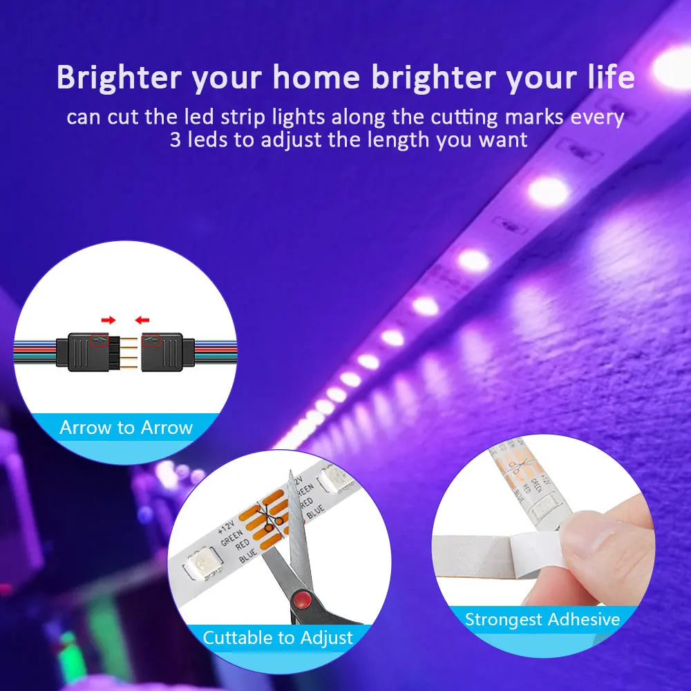 LED Strip Lights RGB 3535, 5V 1M-30M, 16 million colors, RGB, LED Strip Lighting Music Sync, Color Changing for Party Home