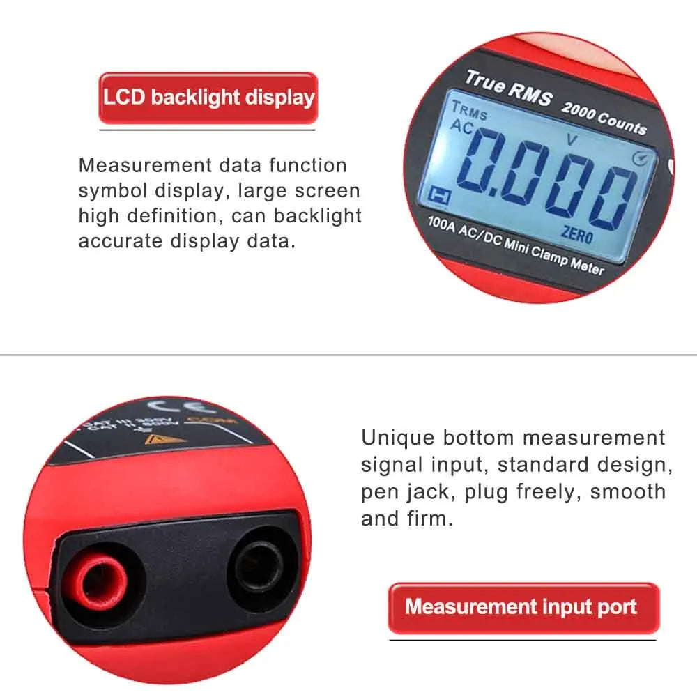 UNI-T UT210D Digital Clamp Meter Multimeter Handheld RMS AC/DC Resistanc With Temperature,Send Two Test Lines.