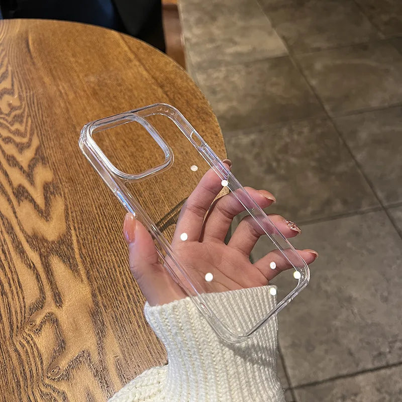 Luxury Transparent Soft Acrylic Phone Case For iPhone 17 16 15 14 13 12 11 Pro Max XS X XR 7 8Plus Shockproof Protective Cover