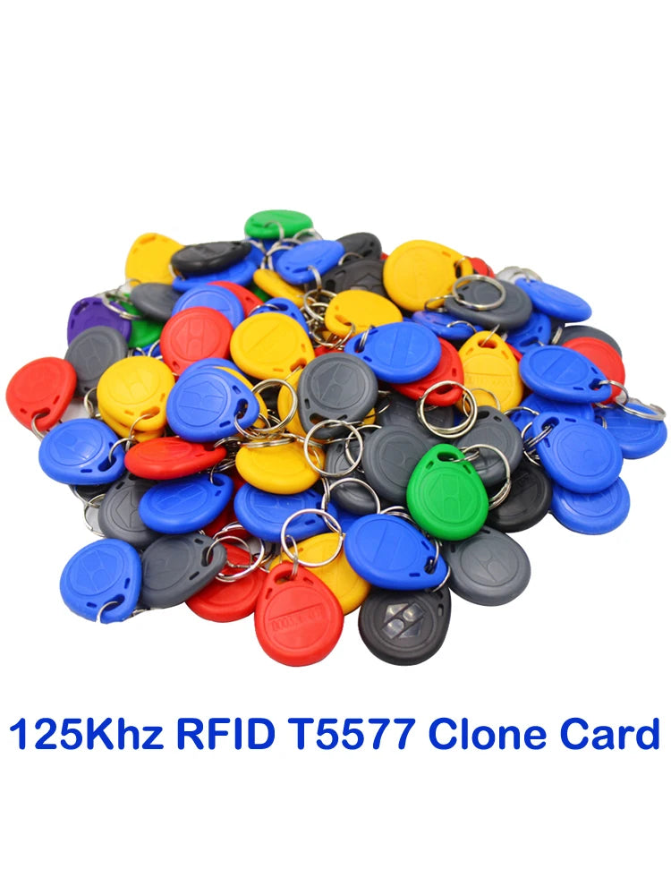 100pcs Waterproof EM4305 T5577 Copy Rewritable Writable Rewrite Duplicate RFID Tag Proximity ID Token Key Keyfobs Ring Clone Car