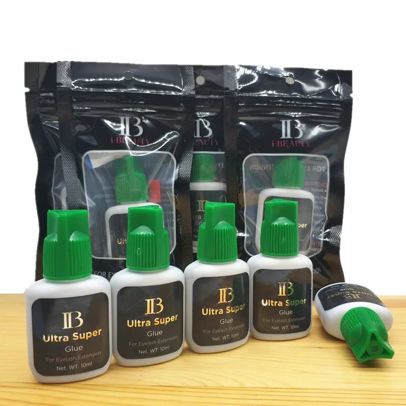 10 Bottles Black False Eyelashes Glue IB Ultra Super Glue Individual Fast Drying Glue for Eyelash Extensions 5ml/10ml