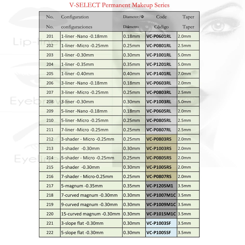 EZ Cartridge Tattoo Needles PMU SMP V Select  Micropigmentation Permanent Make-Up Eyelinver Lips Eyebrows Microblading
