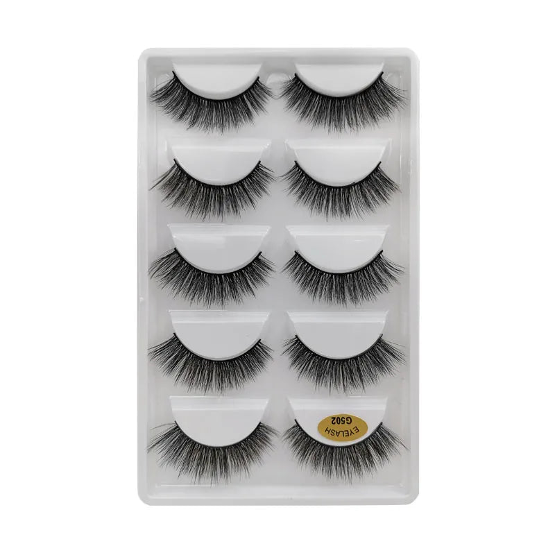 5 Pairs Mink EyeLashes 3D False Lashes Winged Thick Makeup Eye Lash Dramatic Lashes Natural Volume Soft Fake Eye Lashes G800