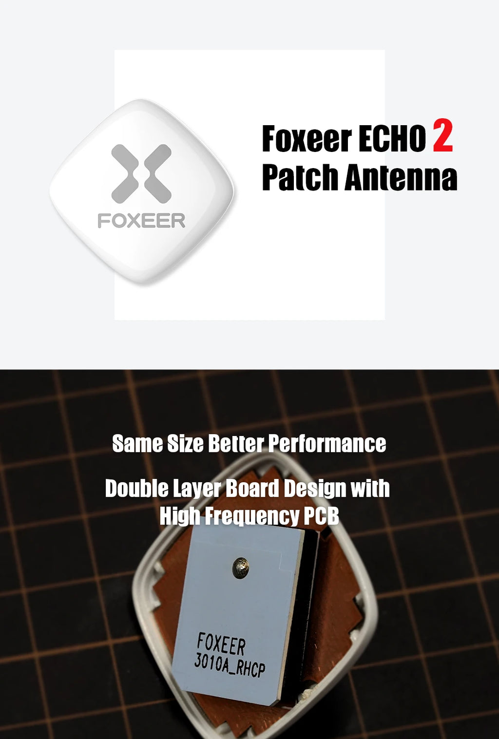 Foxeer Echo 2 Patch Antenna 9dBi 5.8GHz RHCP LHCP SMA Mini FPV Antenna for Racing Drone