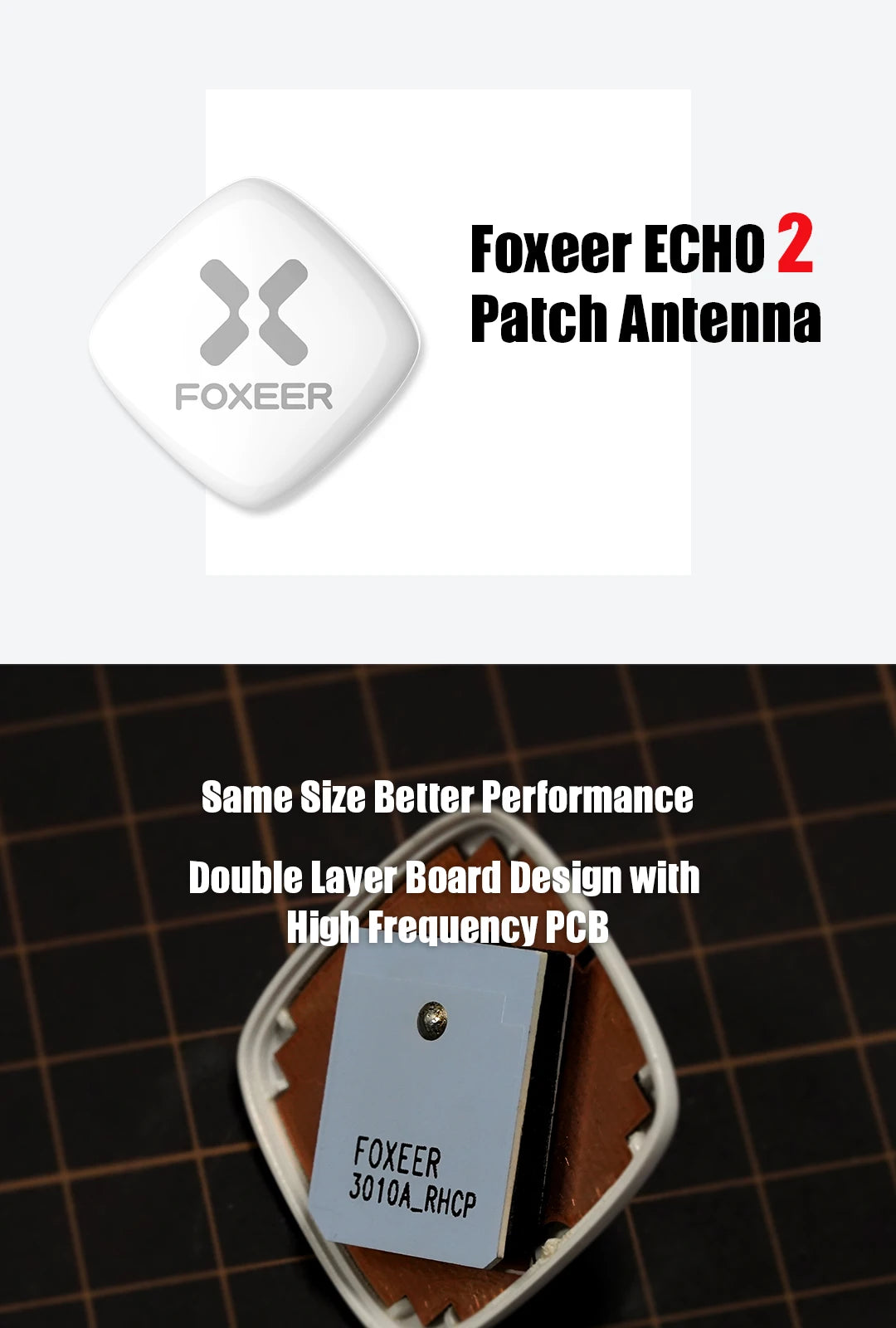 Foxeer Echo 2 Patch Antenna 9dBi 5.8GHz RHCP LHCP SMA Mini FPV Antenna for Racing Drone