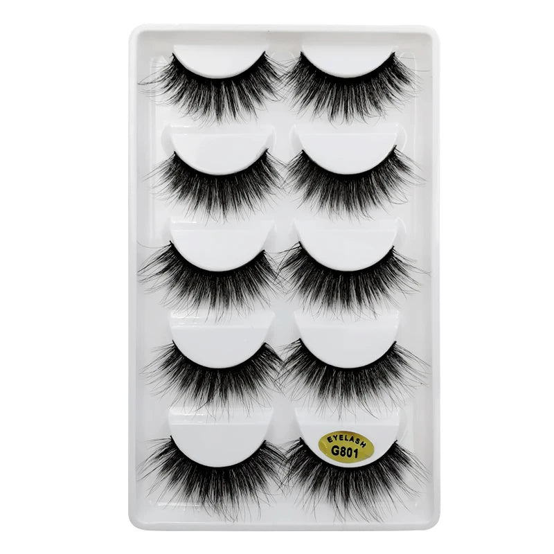 5 Pairs Mink EyeLashes 3D False Lashes Winged Thick Makeup Eye Lash Dramatic Lashes Natural Volume Soft Fake Eye Lashes G800