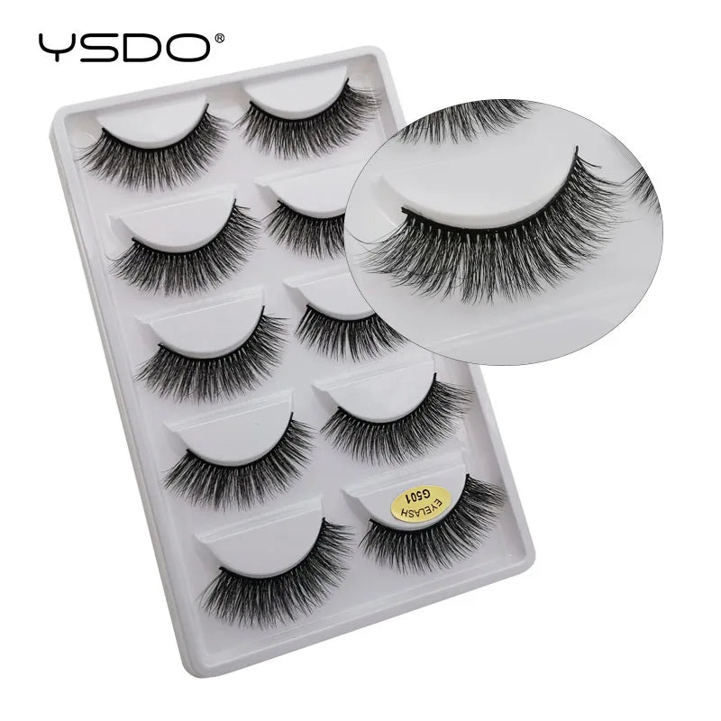 5 Pairs Mink EyeLashes 3D False Lashes Winged Thick Makeup Eye Lash Dramatic Lashes Natural Volume Soft Fake Eye Lashes G800