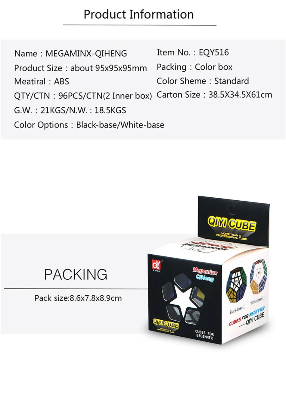 Megaminx Magic Cube 3x3 Stickerless Dodecahedron Speed Cubes Brain Teaser Twist Puzzle Toy