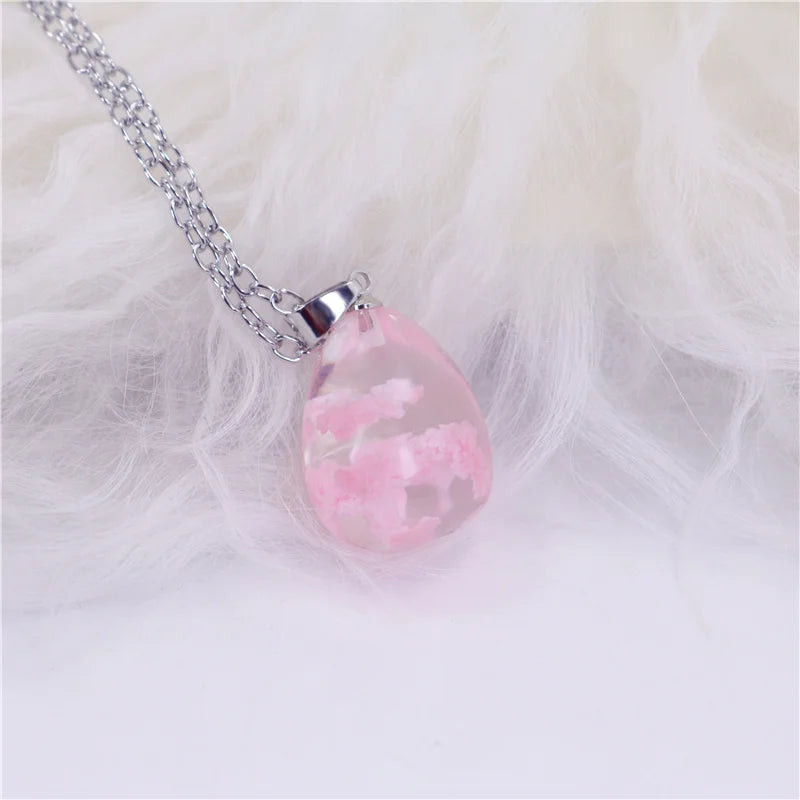 Manual Resin Ball Crescent Moon Chain Necklace Women Blue Sky White Cloud Necklace Fashion Jewelry Gift for Girlfriend Dropship