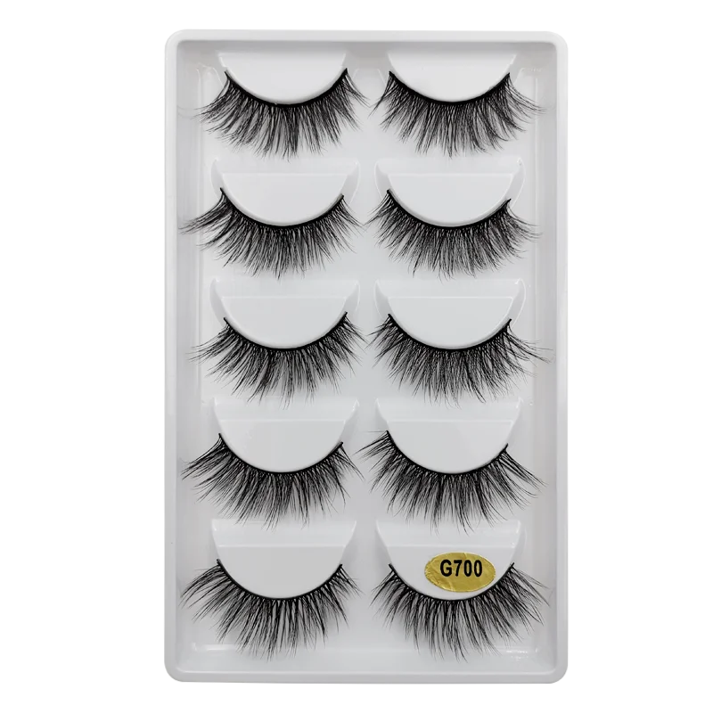 5 Pairs Mink EyeLashes 3D False Lashes Winged Thick Makeup Eye Lash Dramatic Lashes Natural Volume Soft Fake Eye Lashes G800