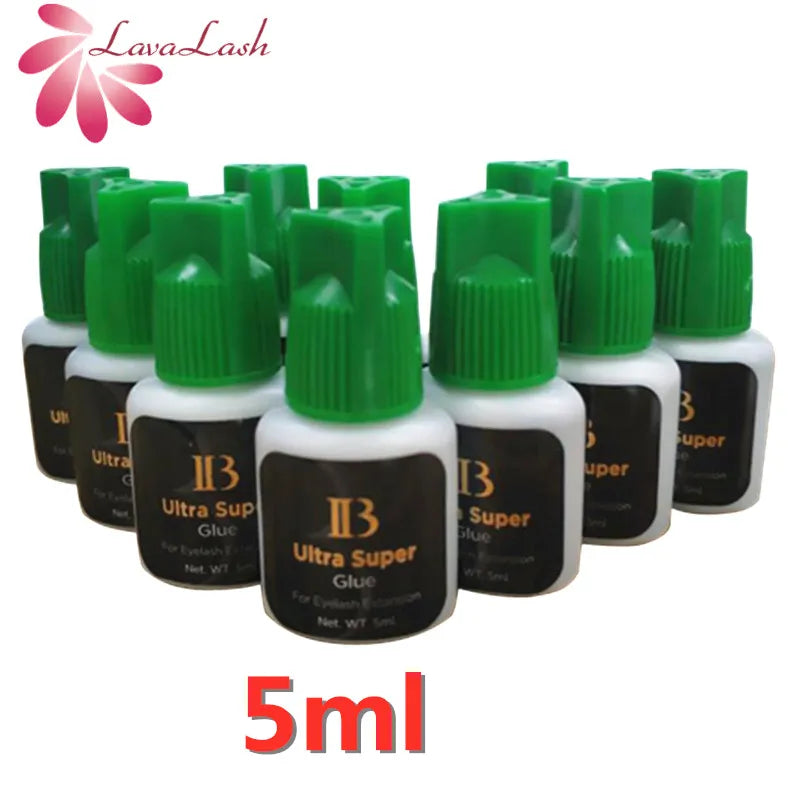 10 Bottles Black False Eyelashes Glue IB Ultra Super Glue Individual Fast Drying Glue for Eyelash Extensions 5ml/10ml