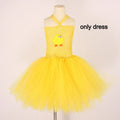 Yellow Chicken Tutu Dress Girls Kids Farm Animal Party Halloween Costume Feather Wings Children Cake Smash Photo Tulle Dress