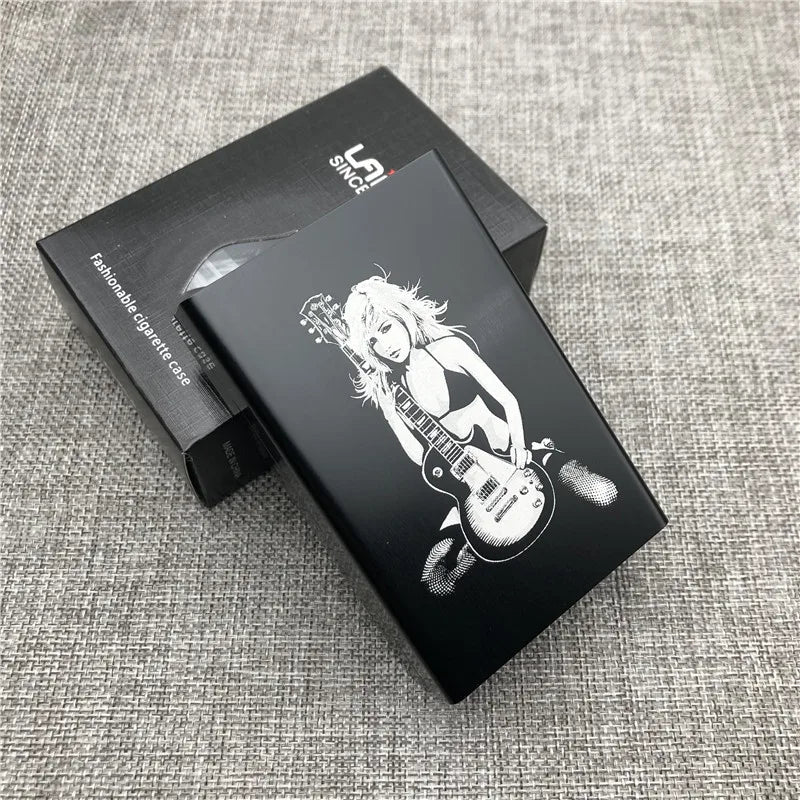 Personalized Customized Smoking Skull Cigarette Case Boxes Ultra Thin Portable Aluminium Alloy Slide Cigarette Box Smoke boxes