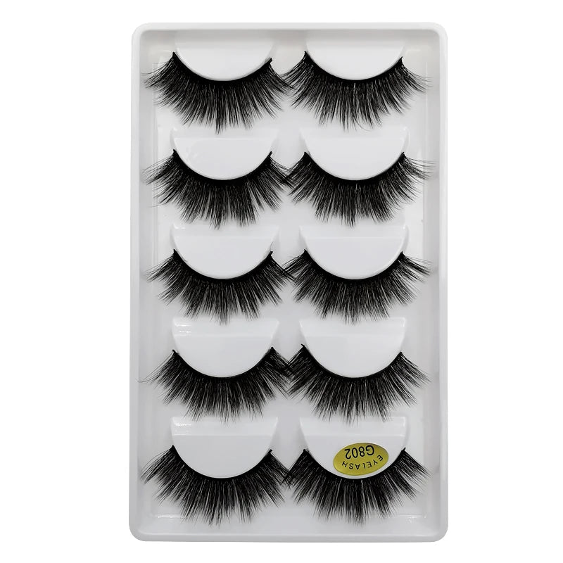 5 Pairs Mink EyeLashes 3D False Lashes Winged Thick Makeup Eye Lash Dramatic Lashes Natural Volume Soft Fake Eye Lashes G800