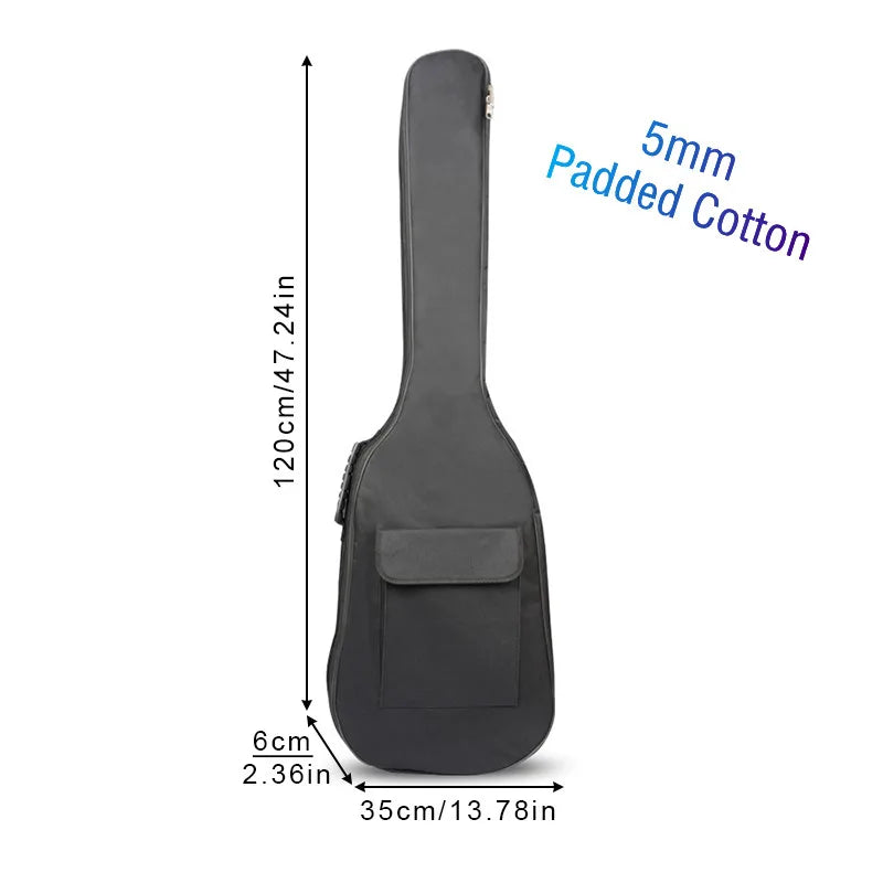 40/41 Inch Guitar Bass Bag Padded Electric Guitar Gig Bag Case 5mm Padding Double Adjustable Shoulder Strap Waterproof Backpack