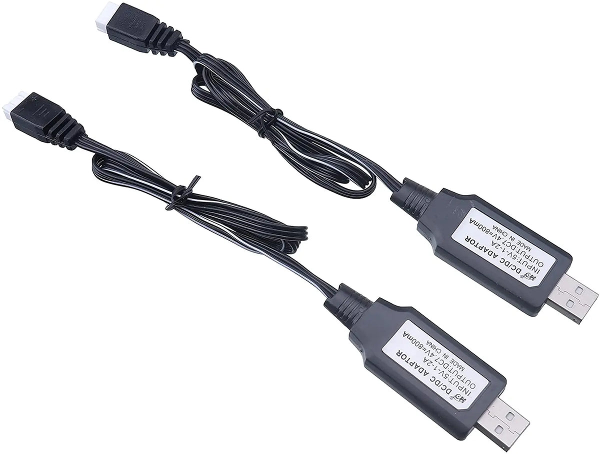 2 Pack Input DC 5V Output 7.4V 800mA USB Balanced Charger Cable with XH-3P Plug for 7.4V 2S Lipo Battery with XH-3P Connector 7.