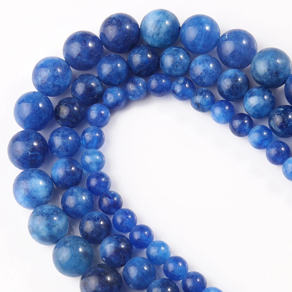 6/8/10mm Blue Kyanite Jades Stone Beads Loose Spacer Round Beads for Jewelry Making DIY Findings Bracelet Necklace 15" Strand