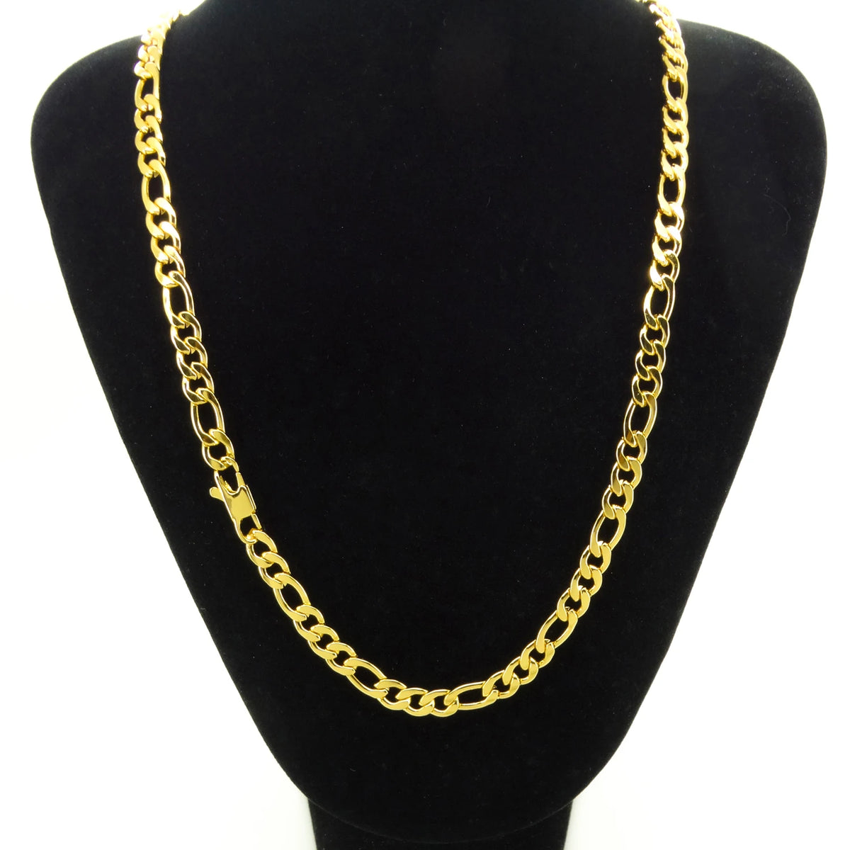 Plated 18K Gold Necklace 6 mm Width For Masculine Men Women Fashion Jewelry Stainless Steel Figaro Chain 20''-36'' Inches