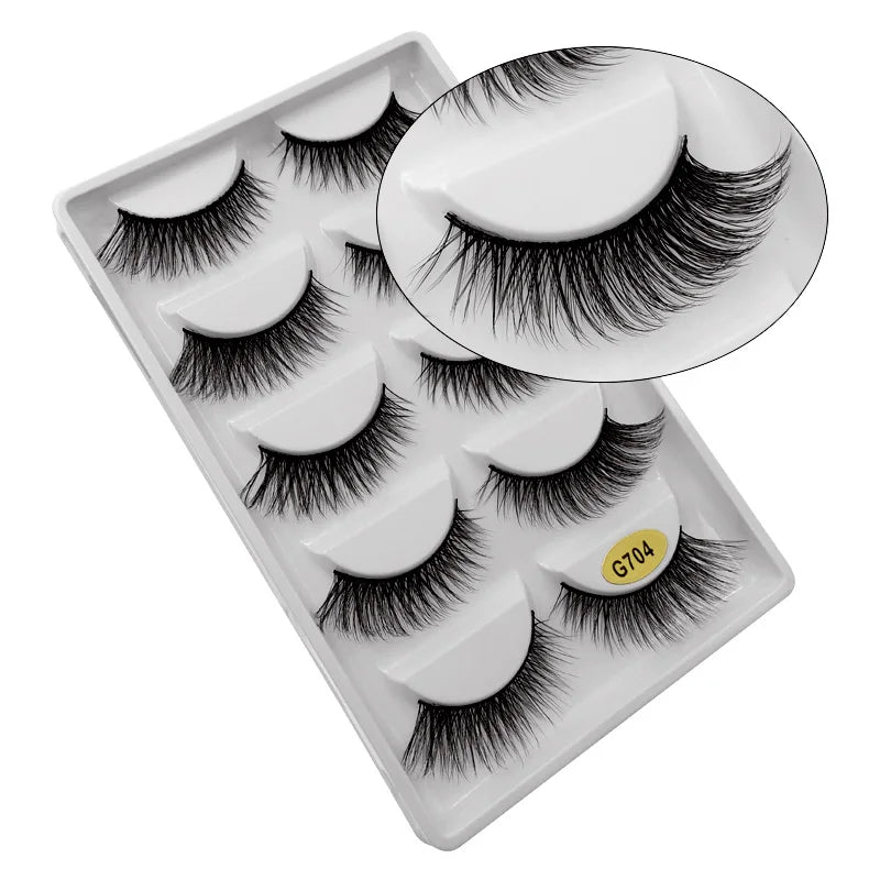 5 Pairs Mink EyeLashes 3D False Lashes Winged Thick Makeup Eye Lash Dramatic Lashes Natural Volume Soft Fake Eye Lashes G800