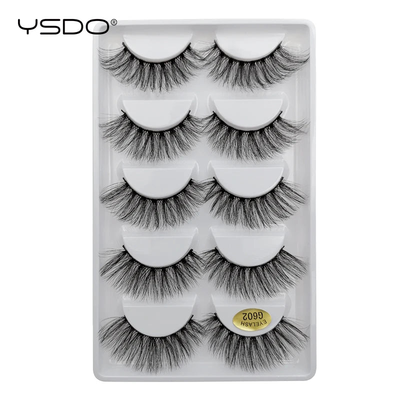 5 Pairs Mink EyeLashes 3D False Lashes Winged Thick Makeup Eye Lash Dramatic Lashes Natural Volume Soft Fake Eye Lashes G800