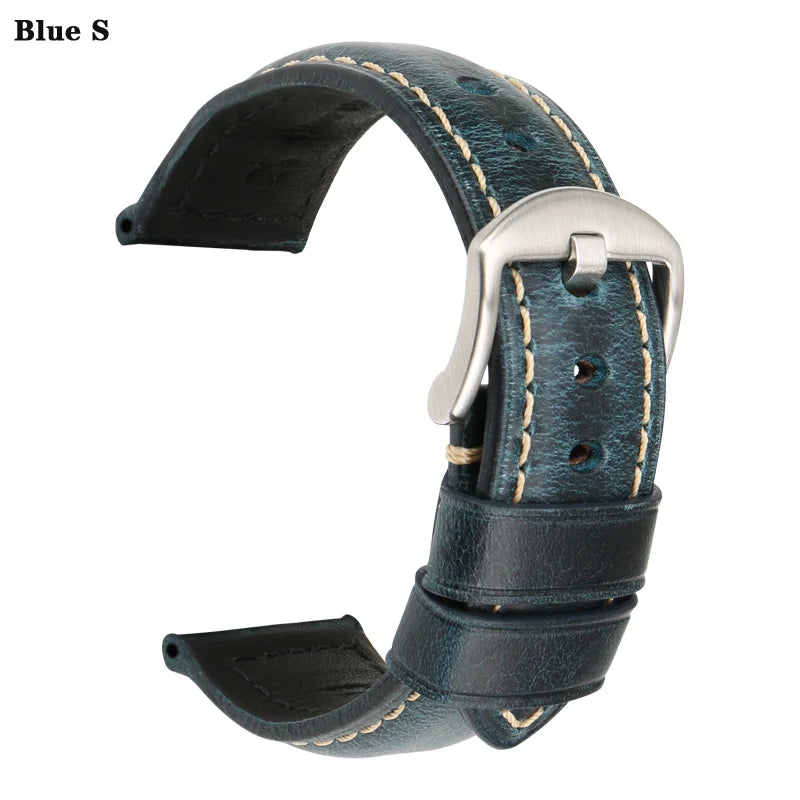 MAIKES Watch Bands 20mm 22mm 24mm 26mm Vintage Oil Wax Leather Watch Strap Watch Accessories For Panerai Breitling Watchband