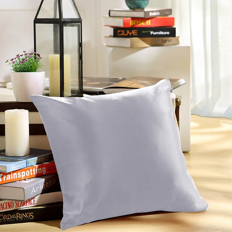100% 19mm Mulberry Silk Zipper Pillowcase Cushion Pillow Case Cover Solid Multicolor