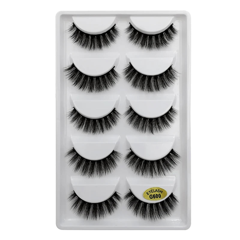 5 Pairs Mink EyeLashes 3D False Lashes Winged Thick Makeup Eye Lash Dramatic Lashes Natural Volume Soft Fake Eye Lashes G800
