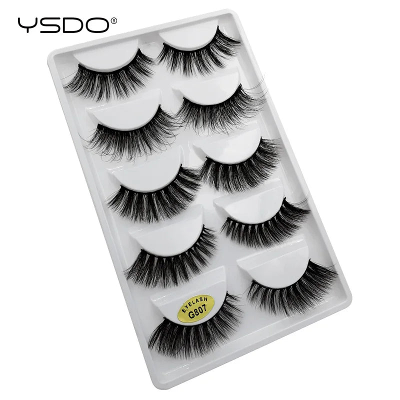 5 Pairs Mink EyeLashes 3D False Lashes Winged Thick Makeup Eye Lash Dramatic Lashes Natural Volume Soft Fake Eye Lashes G800