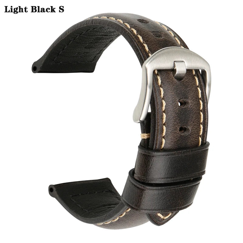MAIKES Watch Bands 20mm 22mm 24mm 26mm Vintage Oil Wax Leather Watch Strap Watch Accessories For Panerai Breitling Watchband