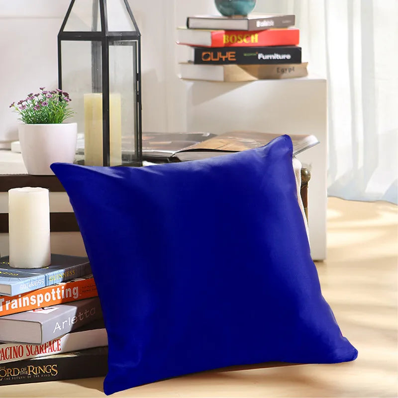 100% 19mm Mulberry Silk Zipper Pillowcase Cushion Pillow Case Cover Solid Multicolor