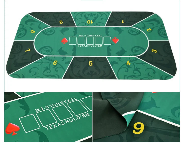 1.2*0.6m Hold'Em Texas Poker Mat Black Jack Baccarat Dice Durable Rubber Home Gaming Desk Pad