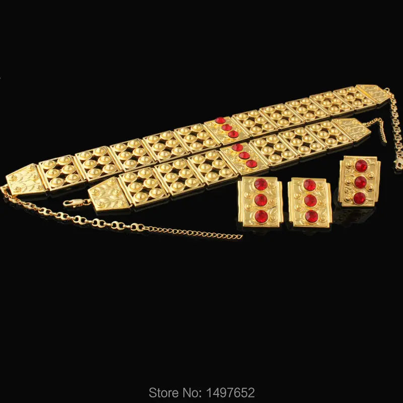 Newest Big Size and Heavy Ethiopian wedding jewelry sets For Women Gold Color Jewelry African bridal jewelry sets