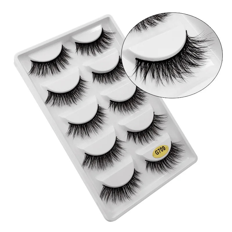 5 Pairs Mink EyeLashes 3D False Lashes Winged Thick Makeup Eye Lash Dramatic Lashes Natural Volume Soft Fake Eye Lashes G800